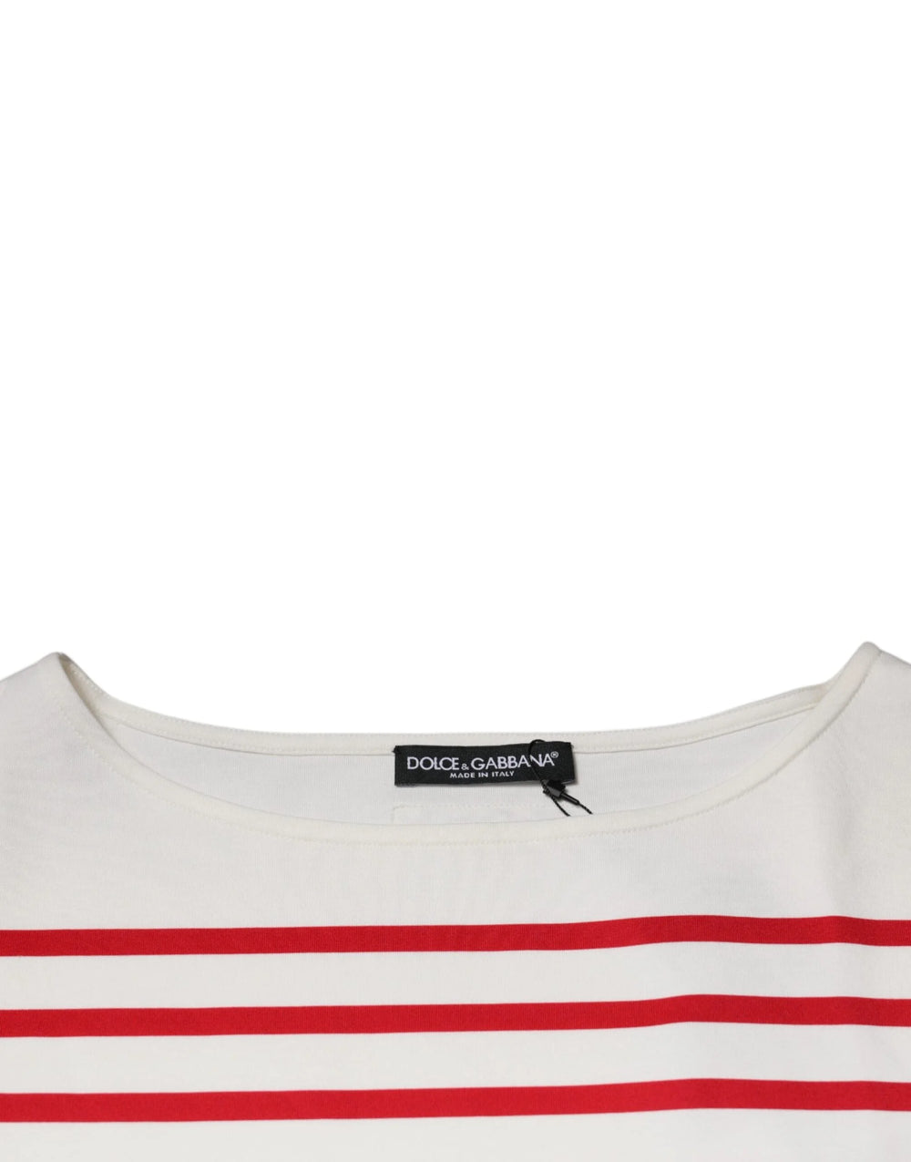 Dolce & Gabbana White Red Stripes Cotton Long Sleeves Top - Blouses