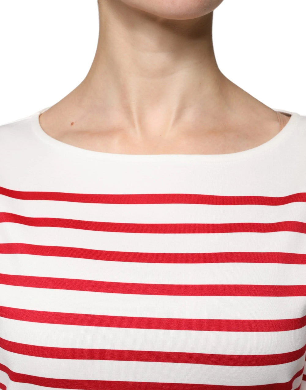Dolce & Gabbana White Red Stripes Cotton Long Sleeves Top - Blouses