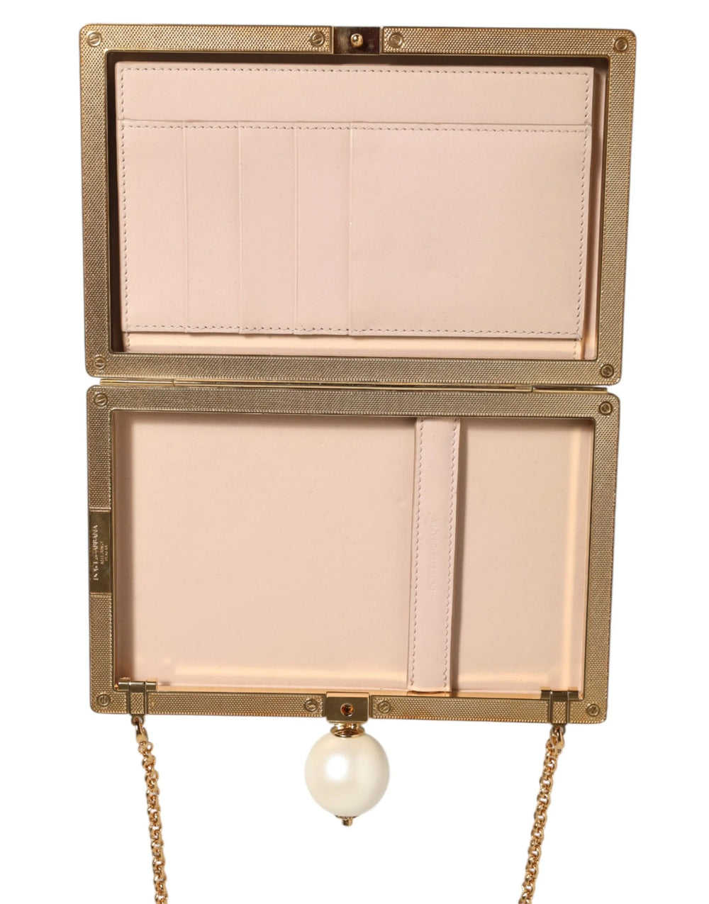 Dolce & Gabbana White Rose Embroidery Silk Gold Frame Clutch Purse Bag - Clutch Bags