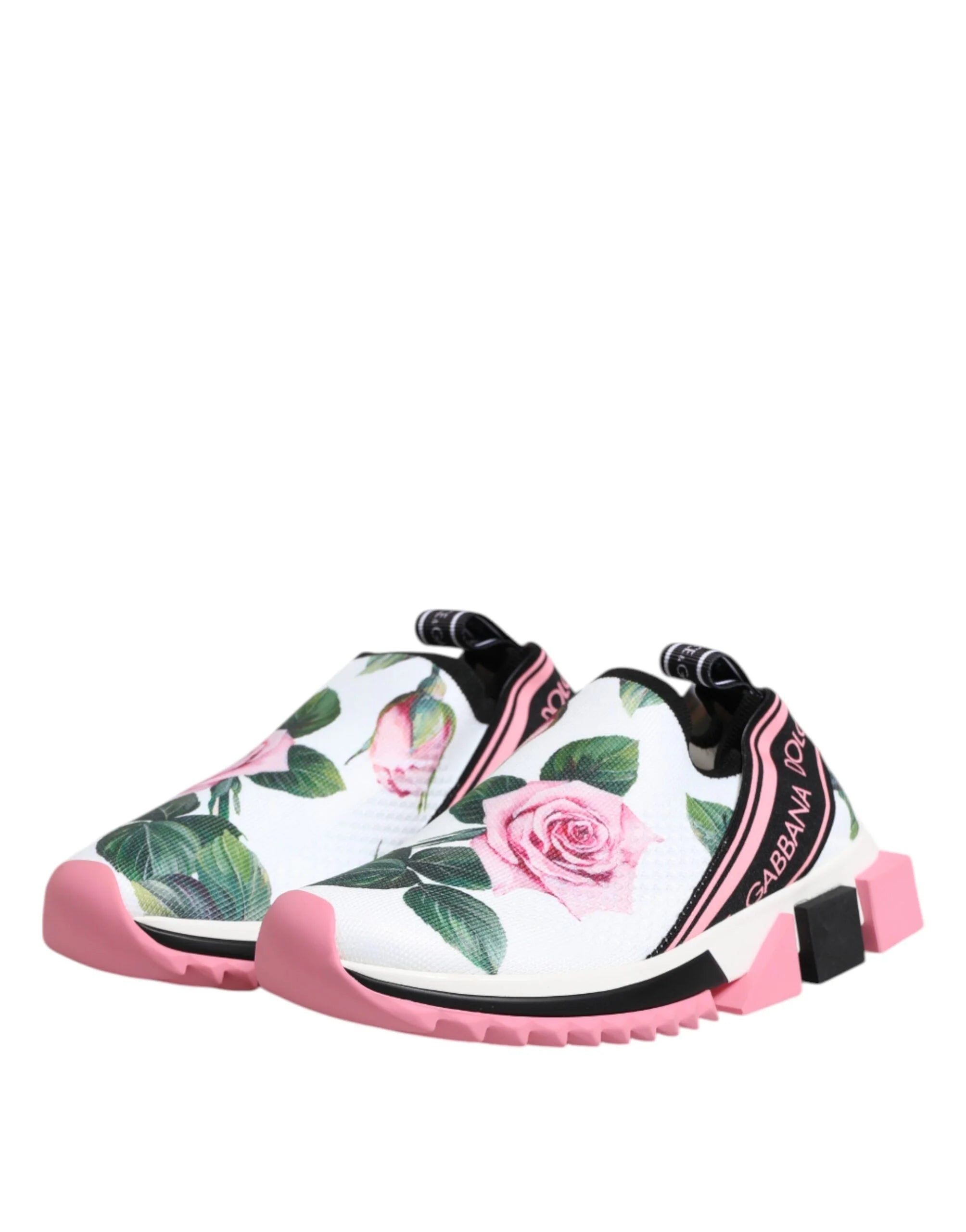 Dolce & Gabbana White Rose Print Sorrento Sneakers Shoes - EU35.5/US5 - Sneakers