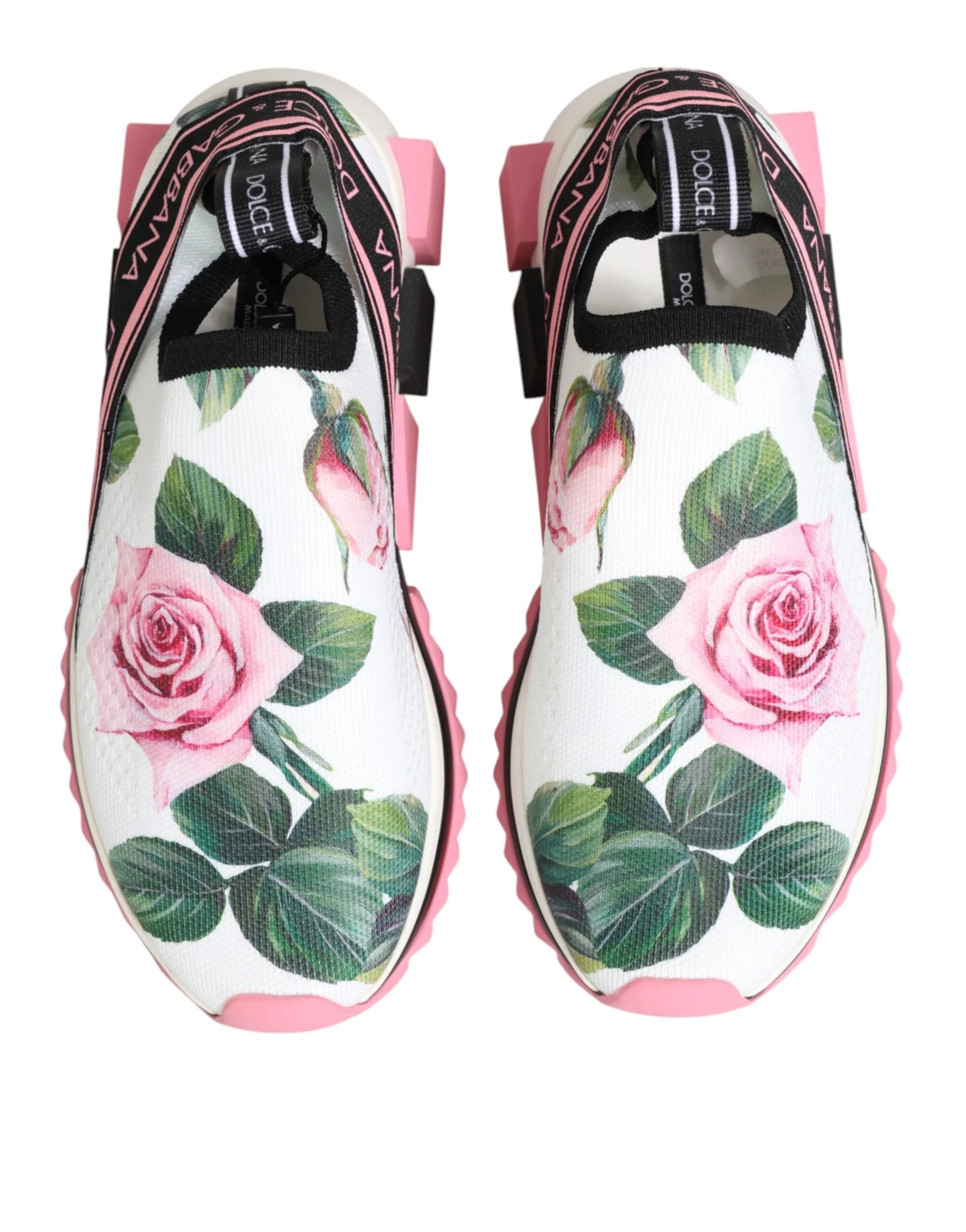 Dolce & Gabbana White Rose Print Sorrento Sneakers Shoes - EU37.5/US7