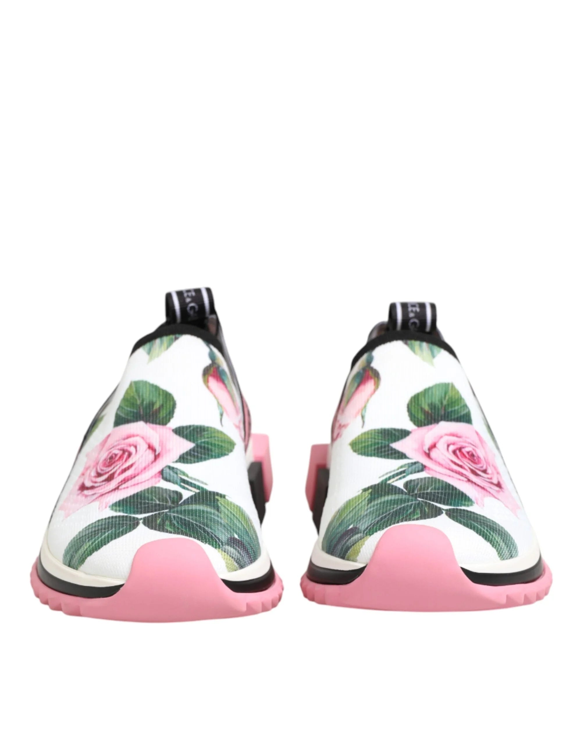 Dolce & Gabbana White Rose Print Sorrento Sneakers Shoes - EU37.5/US7