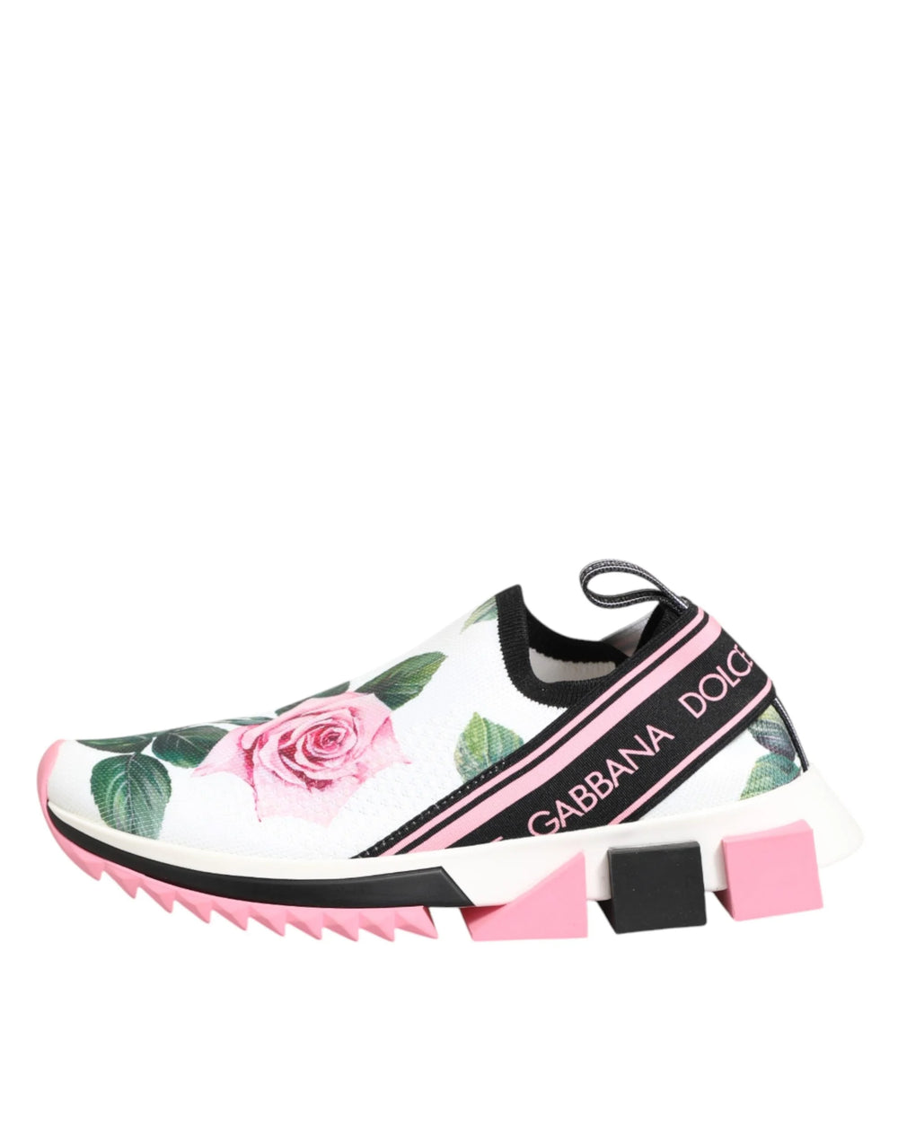 Dolce & Gabbana White Rose Print Sorrento Sneakers Shoes - EU37.5/US7