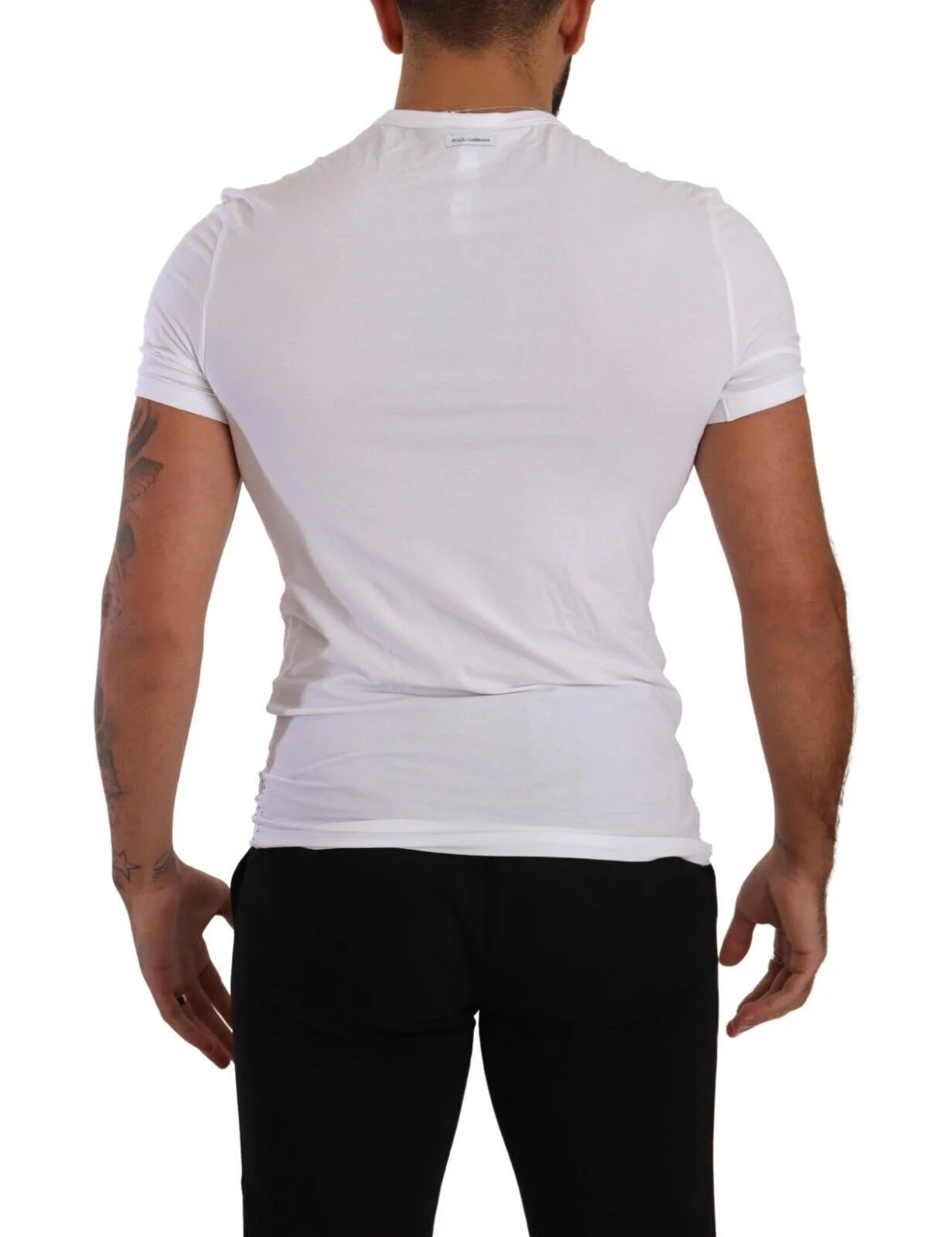 Dolce & Gabbana White Round Neck Cotton Stretch T-shirt Underwear - IT3 | XS - Men’s Undershirts