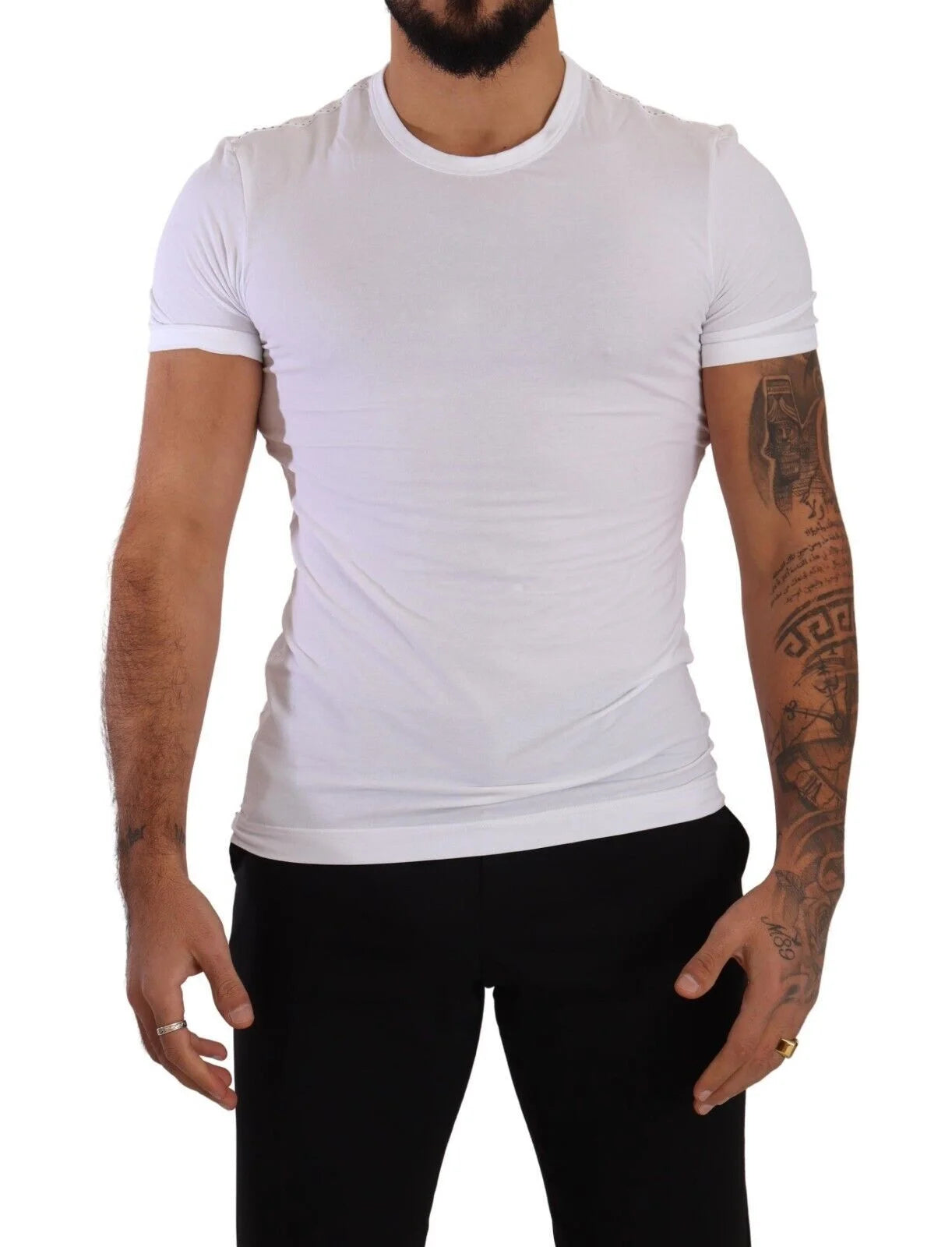 Dolce & Gabbana White Round Neck Cotton Stretch T-shirt Underwear - IT3 | XS - Men’s Undershirts