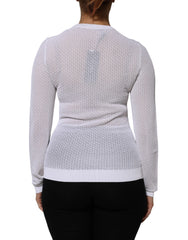 Dolce & Gabbana White Round Neck Long Sleeves Pullover Top - IT42|M - Sweaters
