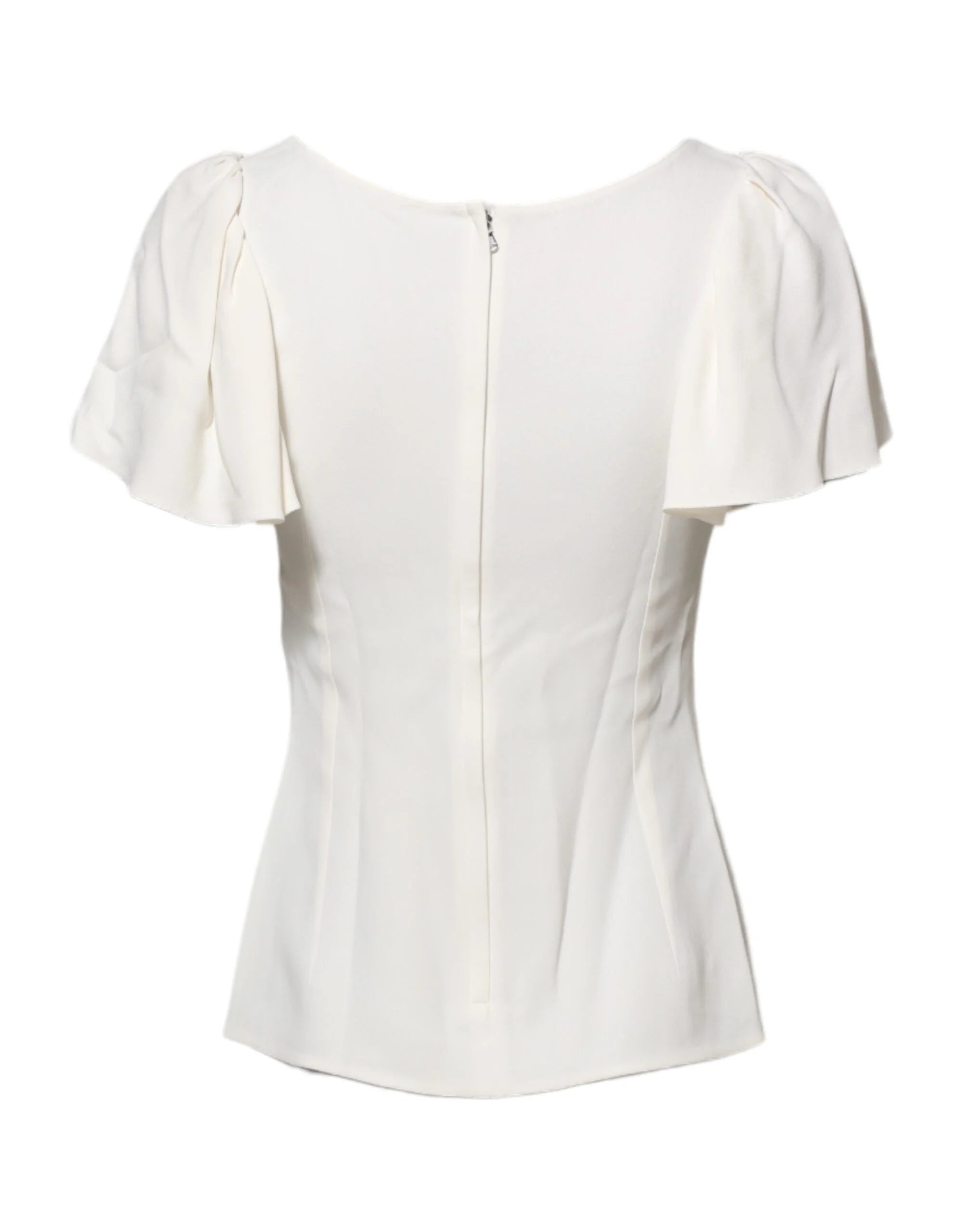 Dolce & Gabbana White Round Neck Short Sleeves Blouse Top - Blouses