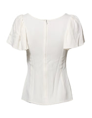 Dolce & Gabbana White Round Neck Short Sleeves Blouse Top - Blouses