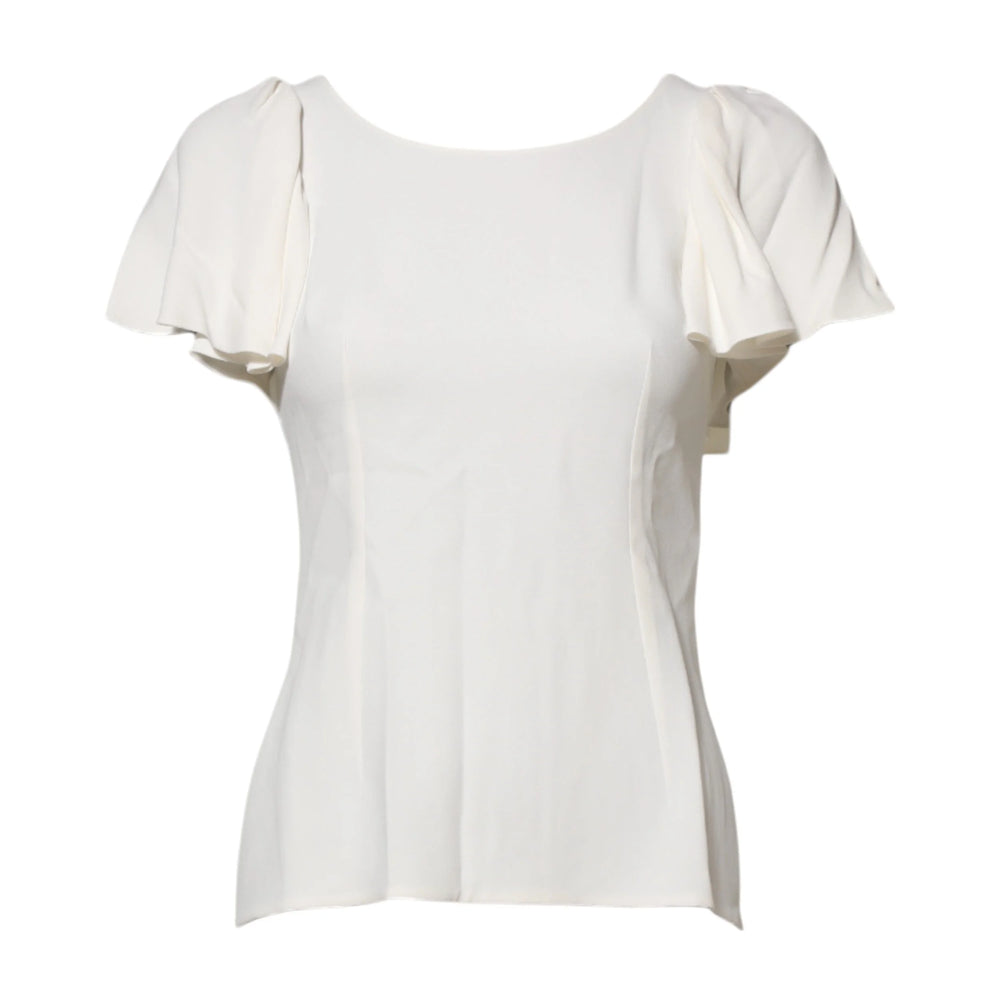 Dolce & Gabbana White Round Neck Short Sleeves Blouse Top - Blouses