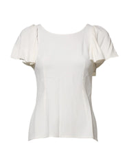 Dolce & Gabbana White Round Neck Short Sleeves Blouse Top - Blouses