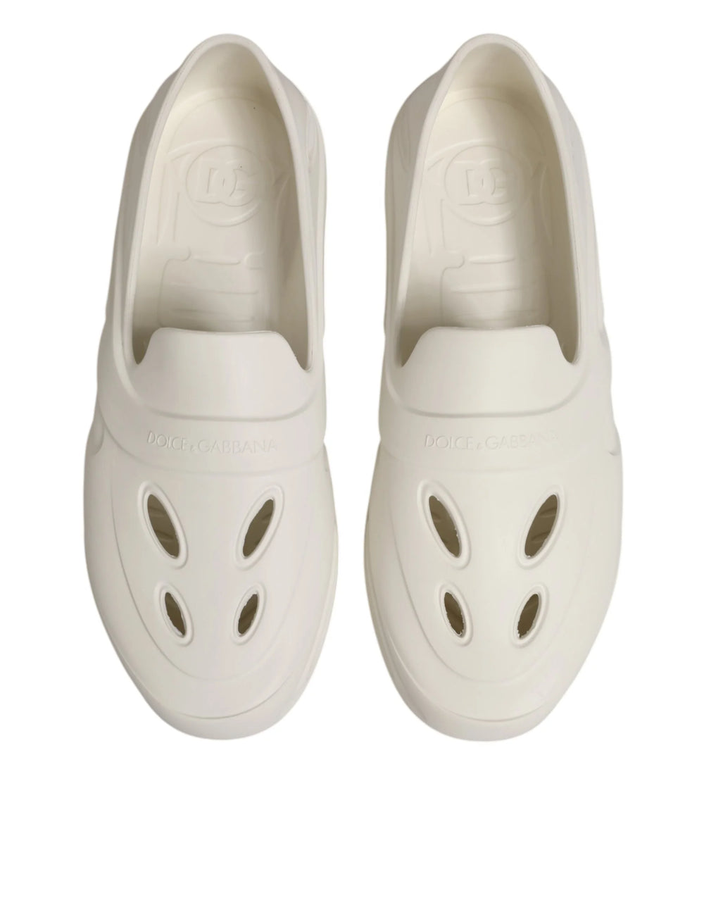 Dolce & Gabbana White Rubber Slides Low Top Sneakers Shoes - EU44/US11 - Sneakers