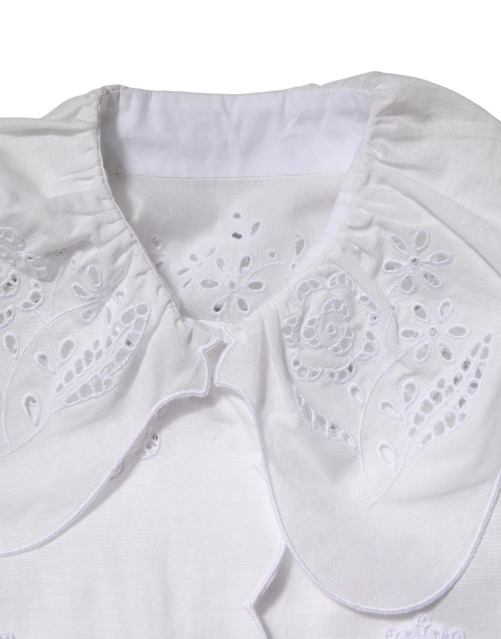 Dolce & Gabbana White Ruffled Lace Embellished Blouse Top - IT42|M - Blouses