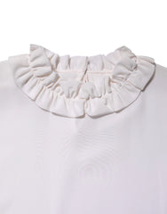 Dolce & Gabbana White Ruffled Neckline Blouse Pullover Top - IT36|XXS - Blouses