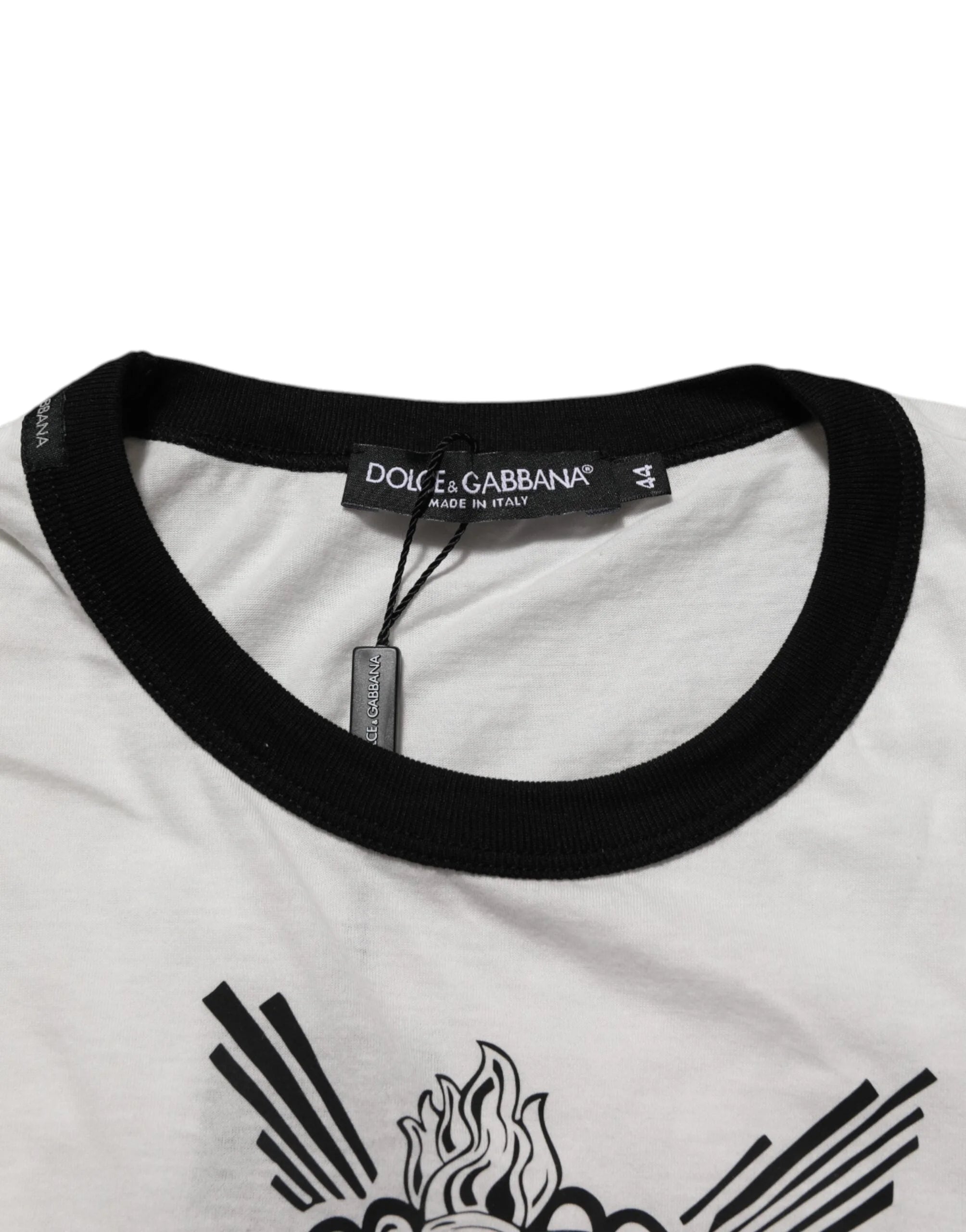 Dolce & Gabbana White Sacred Heart Cotton Crew Neck T-shirt - IT44 | XS - T-Shirts