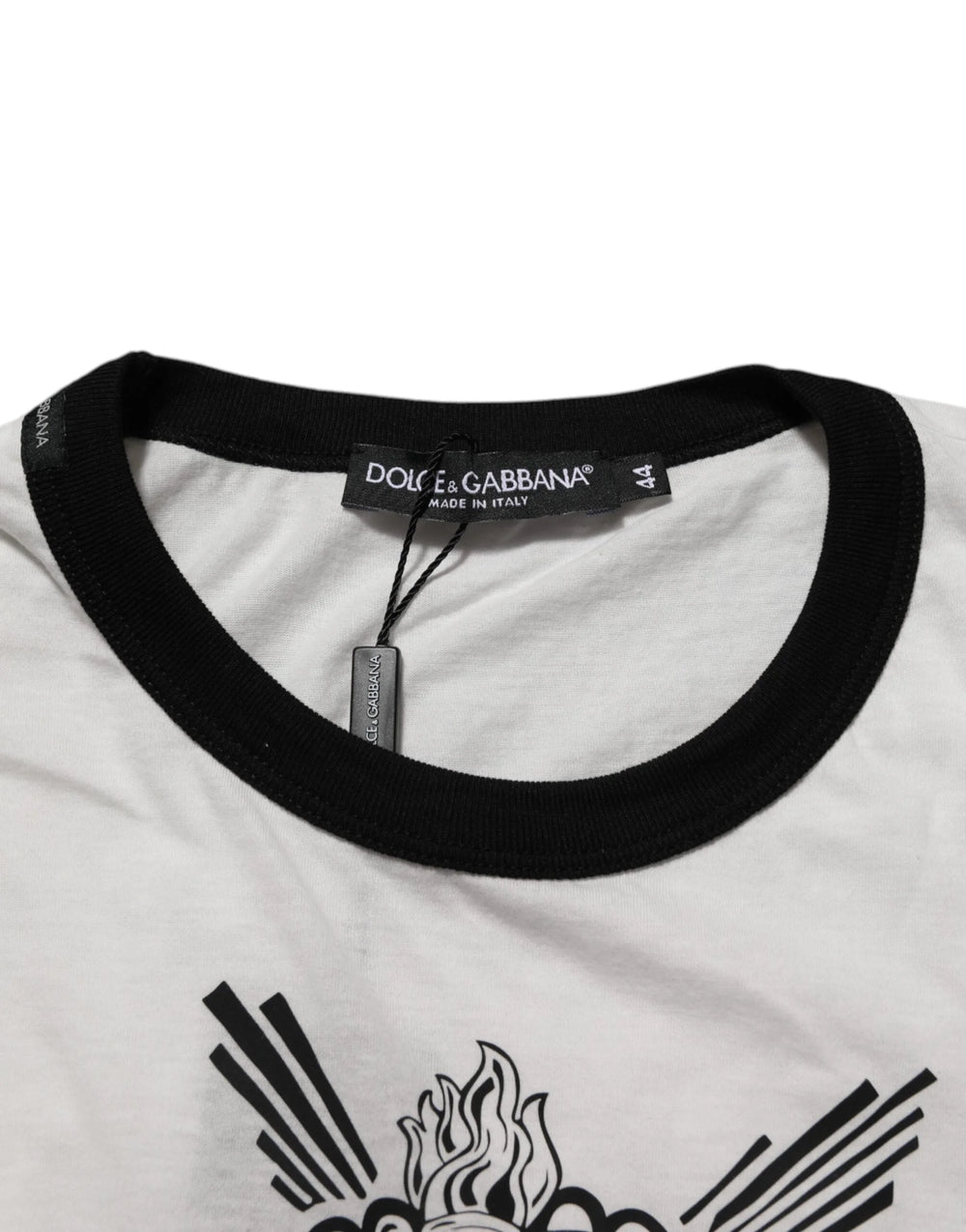 Dolce & Gabbana White Sacred Heart Cotton Crew Neck T-shirt - IT44 | XS - T-Shirts
