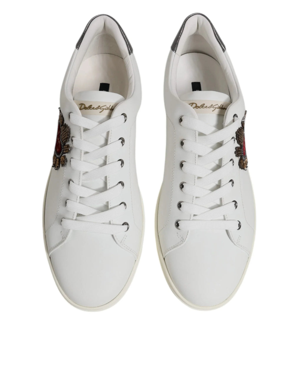 Dolce & Gabbana White Sacred Heart Men Low Top Sneakers Shoes - Sneakers