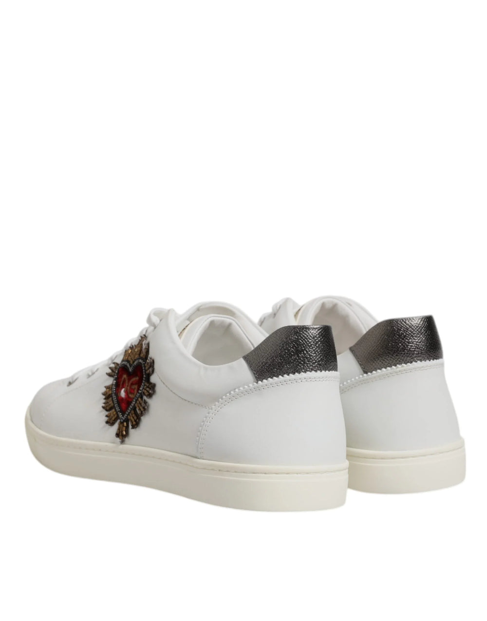 Dolce & Gabbana White Sacred Heart Men Low Top Sneakers Shoes - Sneakers