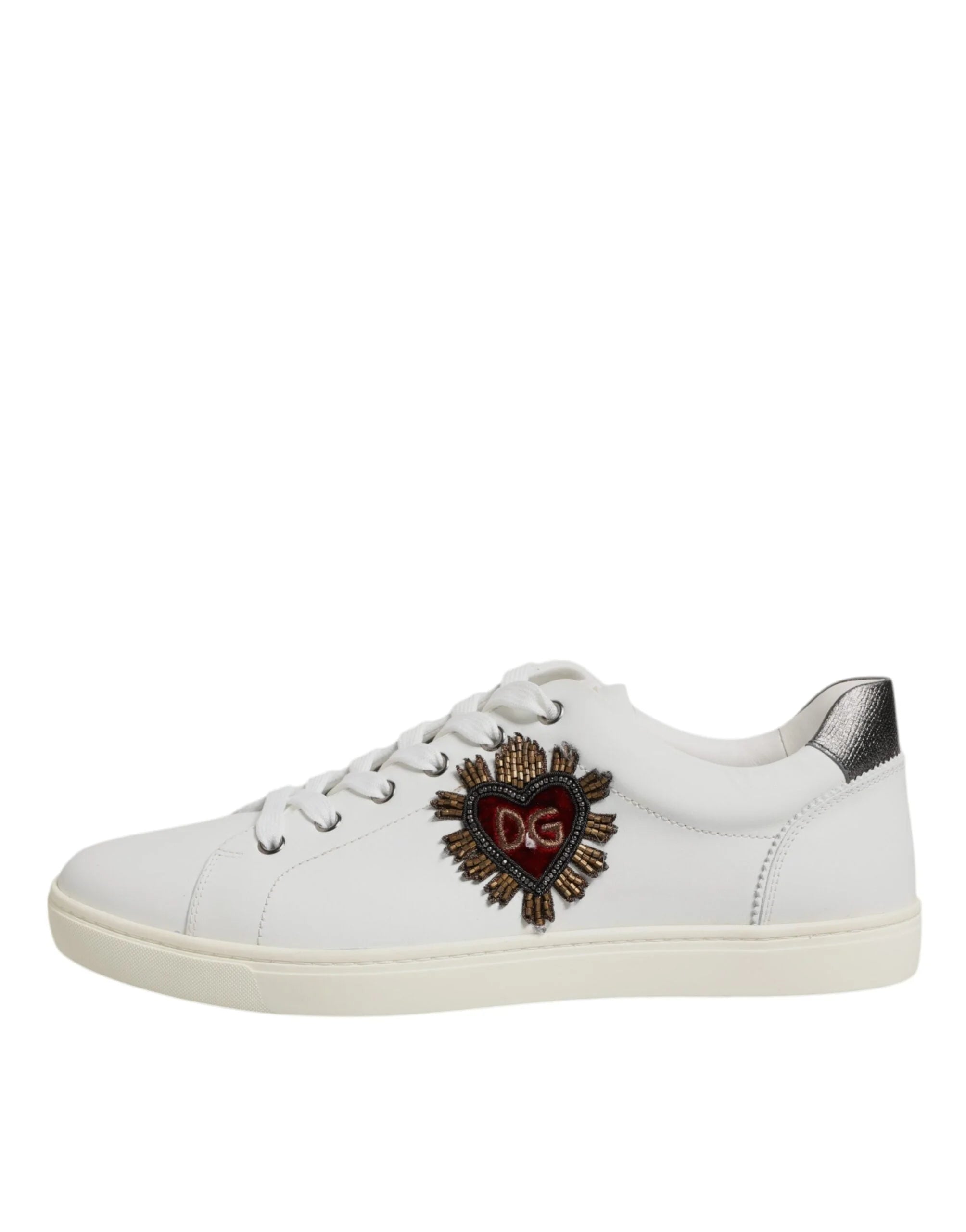 Dolce & Gabbana White Sacred Heart Men Low Top Sneakers Shoes - Sneakers