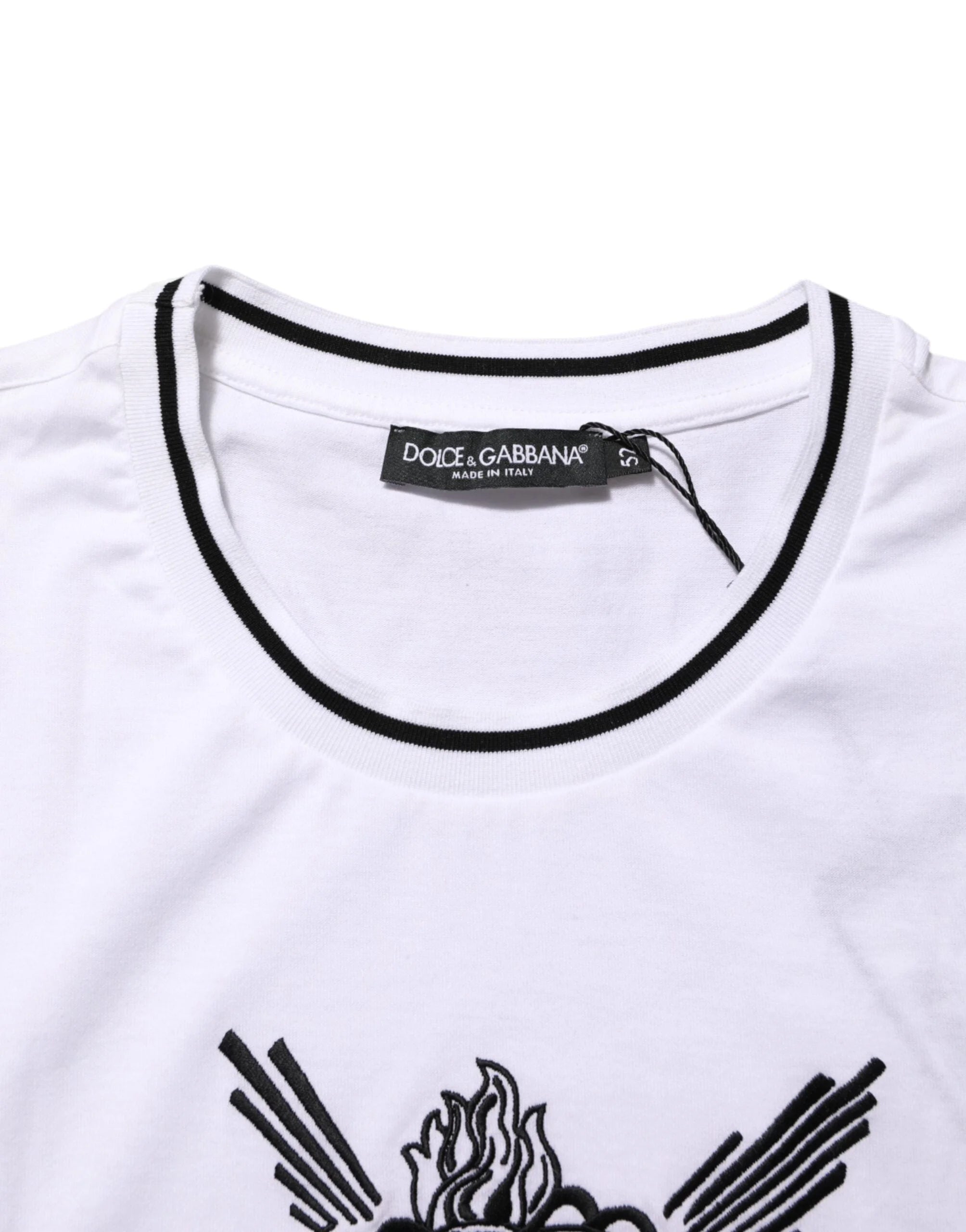 Dolce & Gabbana White Sacred Heart Short Sleeve Men T-shirt - IT52 | XL - T-Shirts