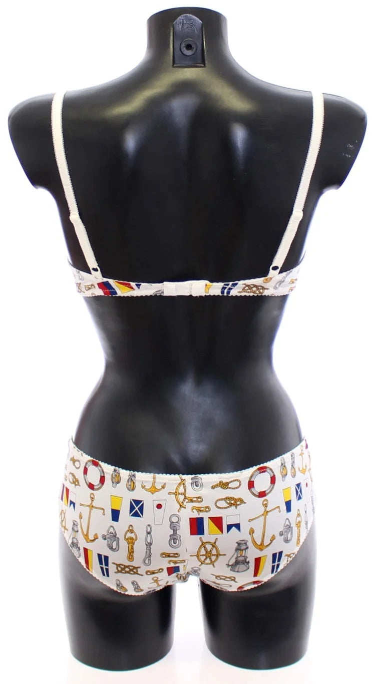 Dolce & Gabbana White Sailor Bra Panty Stretch Underwear - IT2 | S - Lingerie