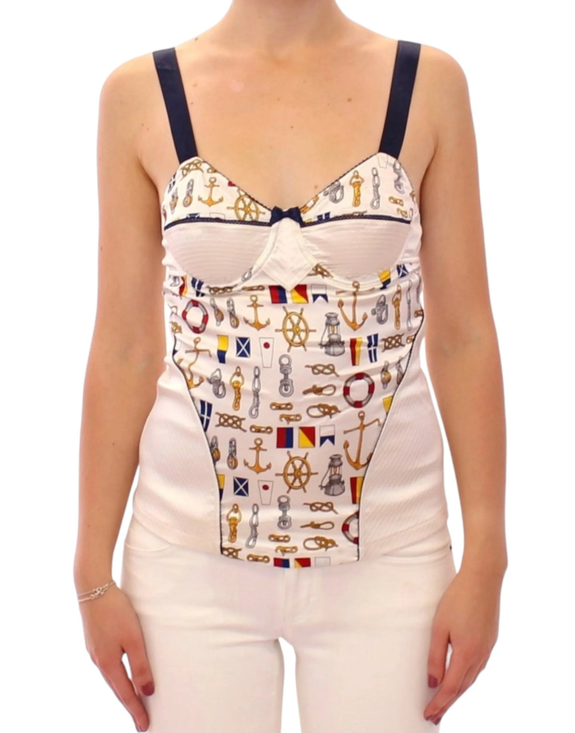 Dolce & Gabbana White sailor motive tank top - Tank Tops