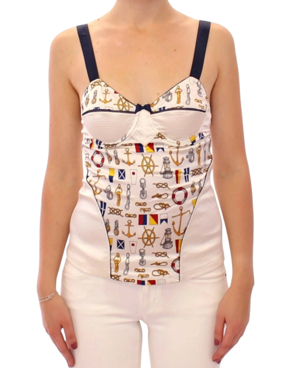 Dolce & Gabbana White sailor motive tank top - Tank Tops