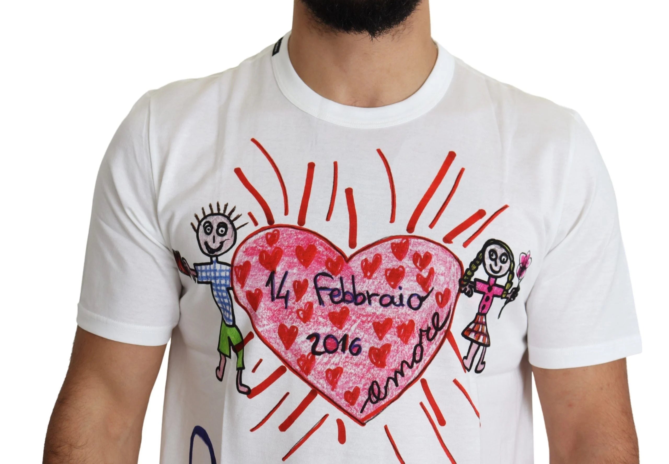 Dolce & Gabbana White Saint Valentine Hearts Print Men T-shirt - IT46 | S - T-Shirts
