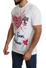 Dolce & Gabbana White Saint Valentine Hearts Print Men T-shirt - IT46 | S - T-Shirts