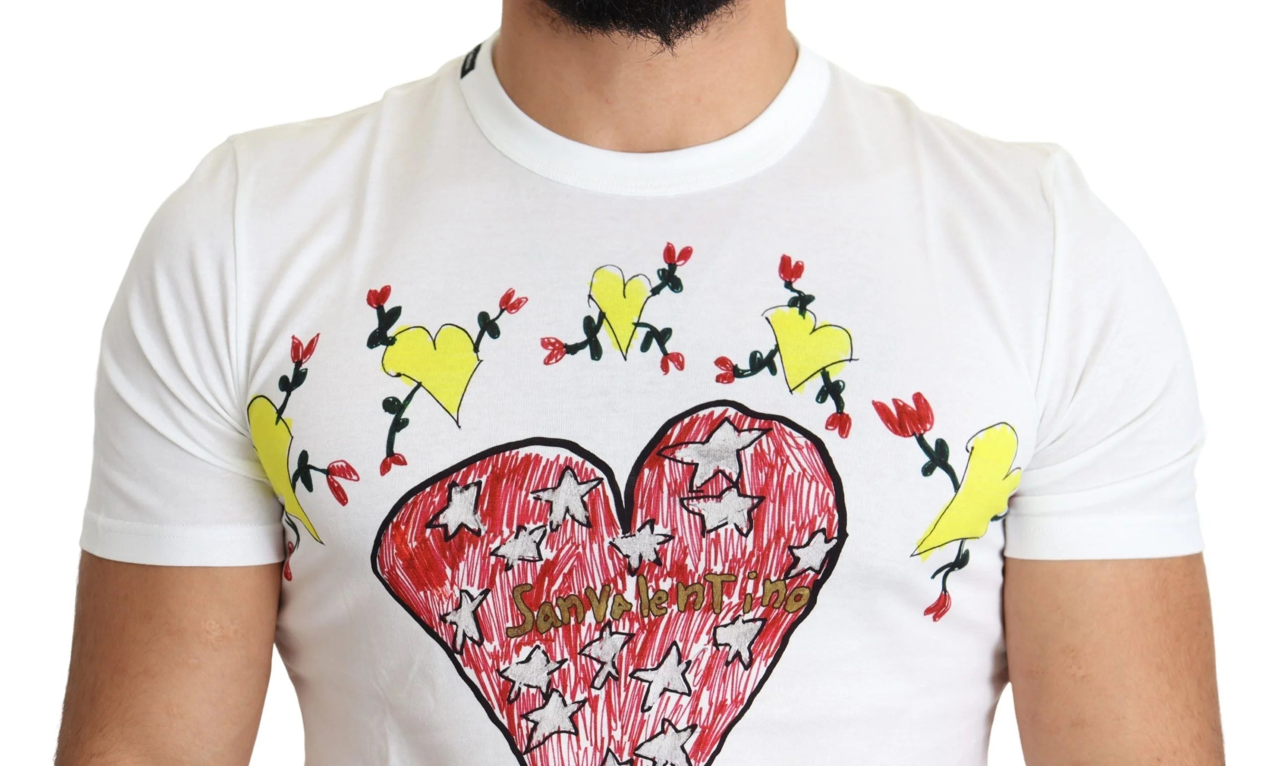 Dolce & Gabbana White Saint Valentine Print Cotton Men T-shirt - T-Shirts