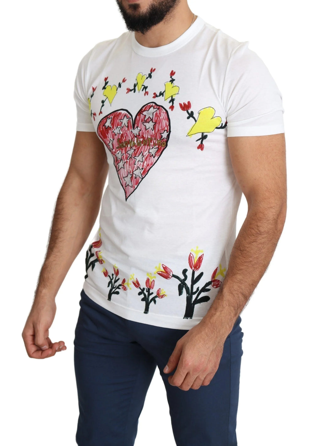 Dolce & Gabbana White Saint Valentine Print Cotton Men T-shirt - T-Shirts