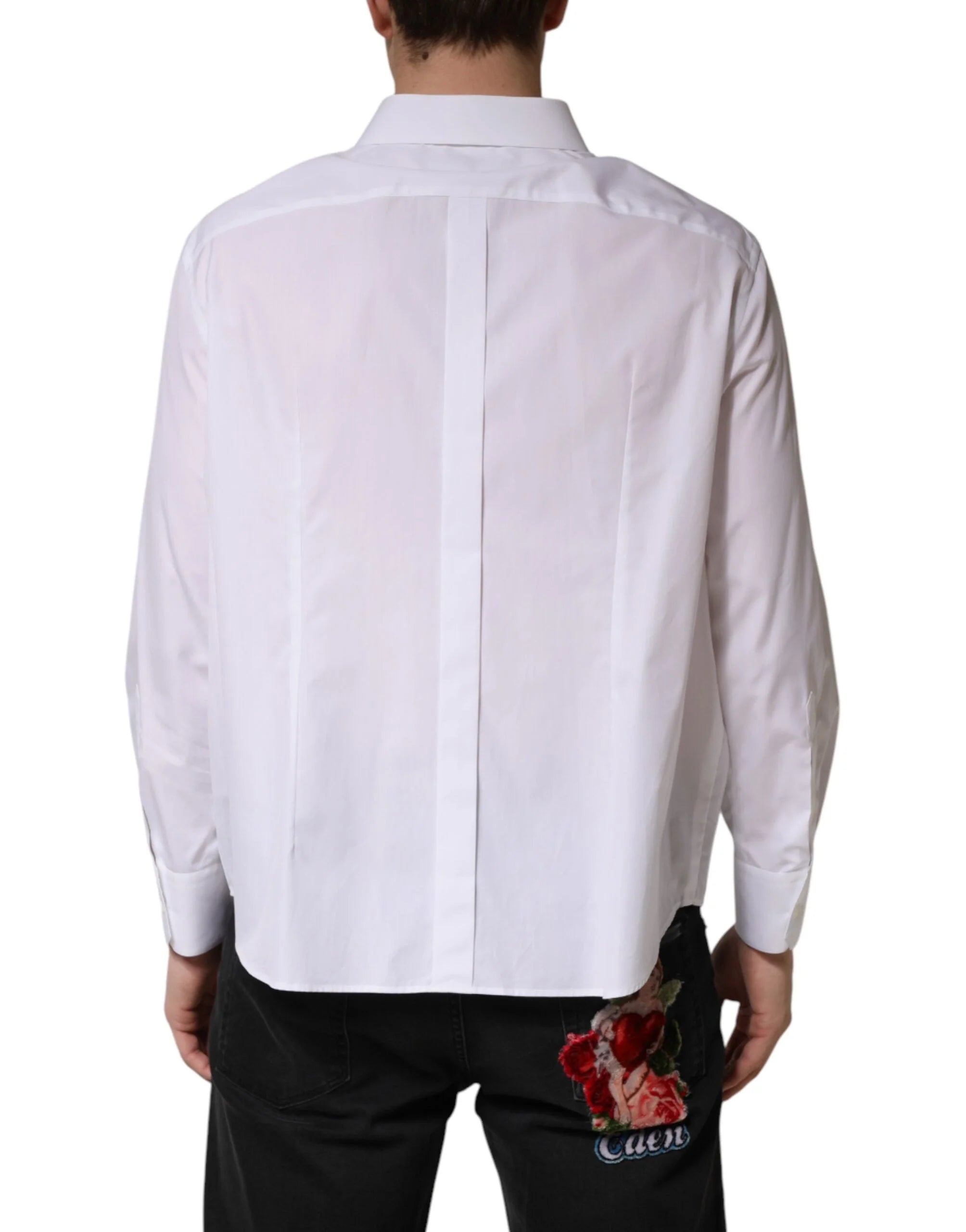 Dolce & Gabbana White SARTORIA Cotton Collared Dress Shirt - IT45 | 3XL