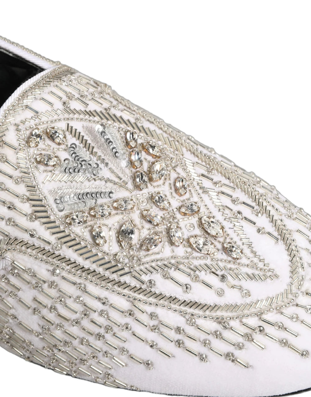 Dolce & Gabbana White Satin Embellished Dress Loafers Shoes - EU41/US8