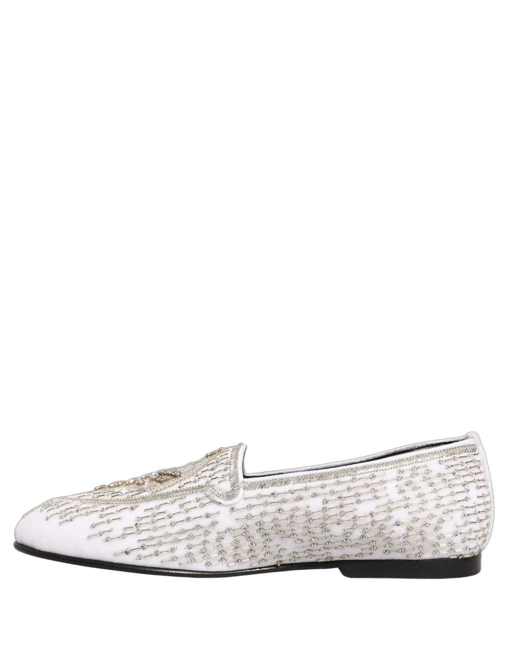 Dolce & Gabbana White Satin Embellished Dress Loafers Shoes - EU41/US8