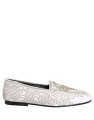 Dolce & Gabbana White Satin Embellished Dress Loafers Shoes - EU41/US8
