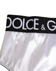 Dolce & Gabbana White Satin High-Waist Black Logo Women Underwear - IT2 | S - Briefs