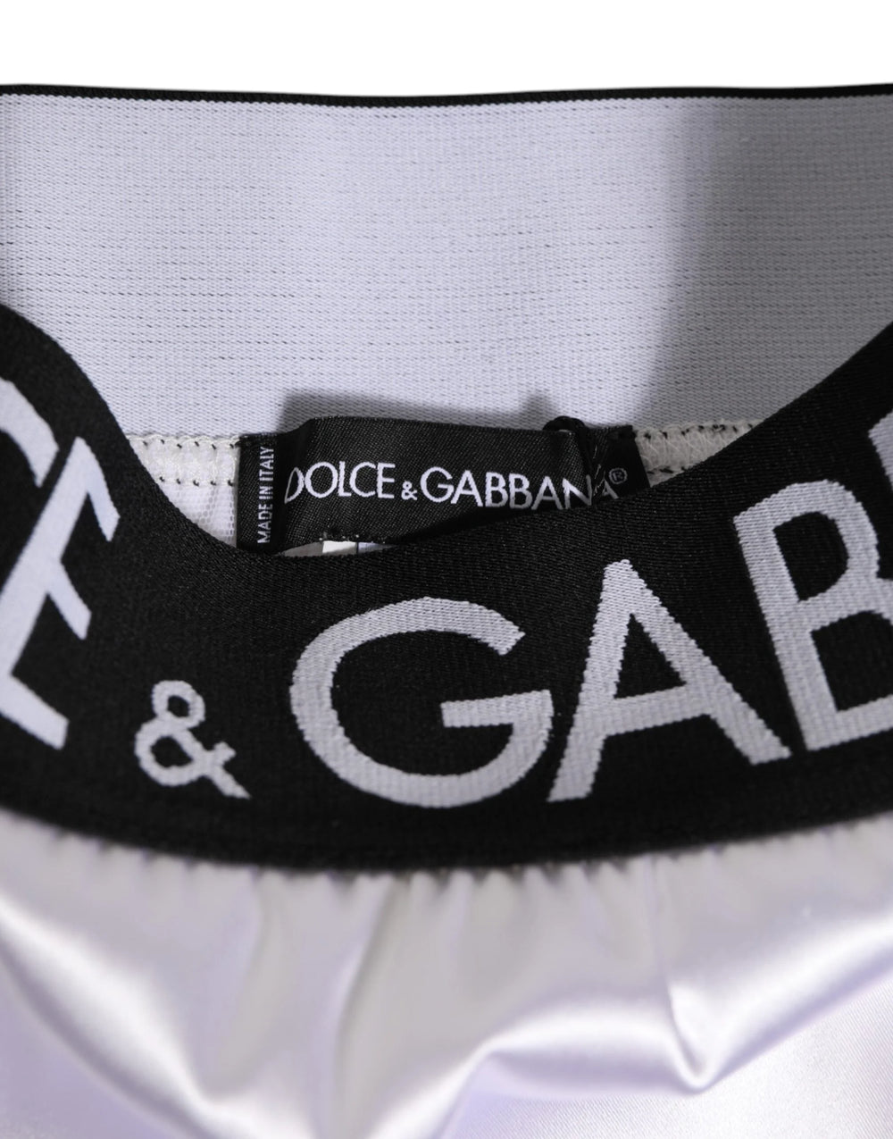 Dolce & Gabbana White Satin High-Waist Black Logo Women Underwear - IT2 | S - Briefs