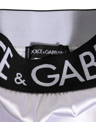 Dolce & Gabbana White Satin High-Waist Black Logo Women Underwear - IT2 | S - Briefs
