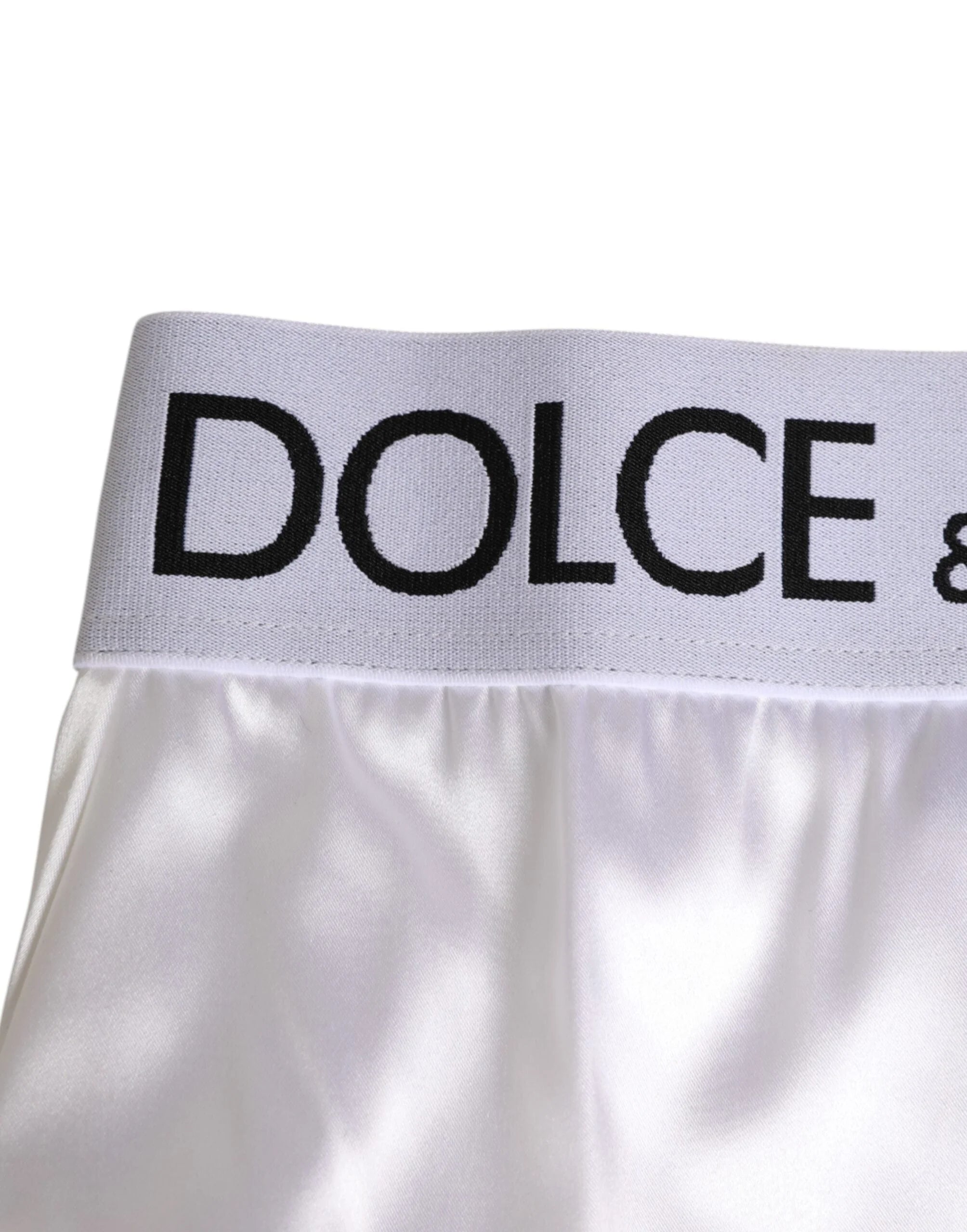 Dolce & Gabbana White Satin High-Waist Brief Logo Women Underwear - IT2 | S - Briefs