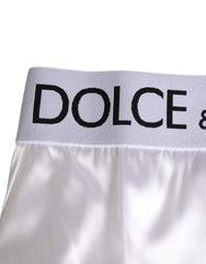 Dolce & Gabbana White Satin High-Waist Brief Logo Women Underwear - IT2 | S - Briefs