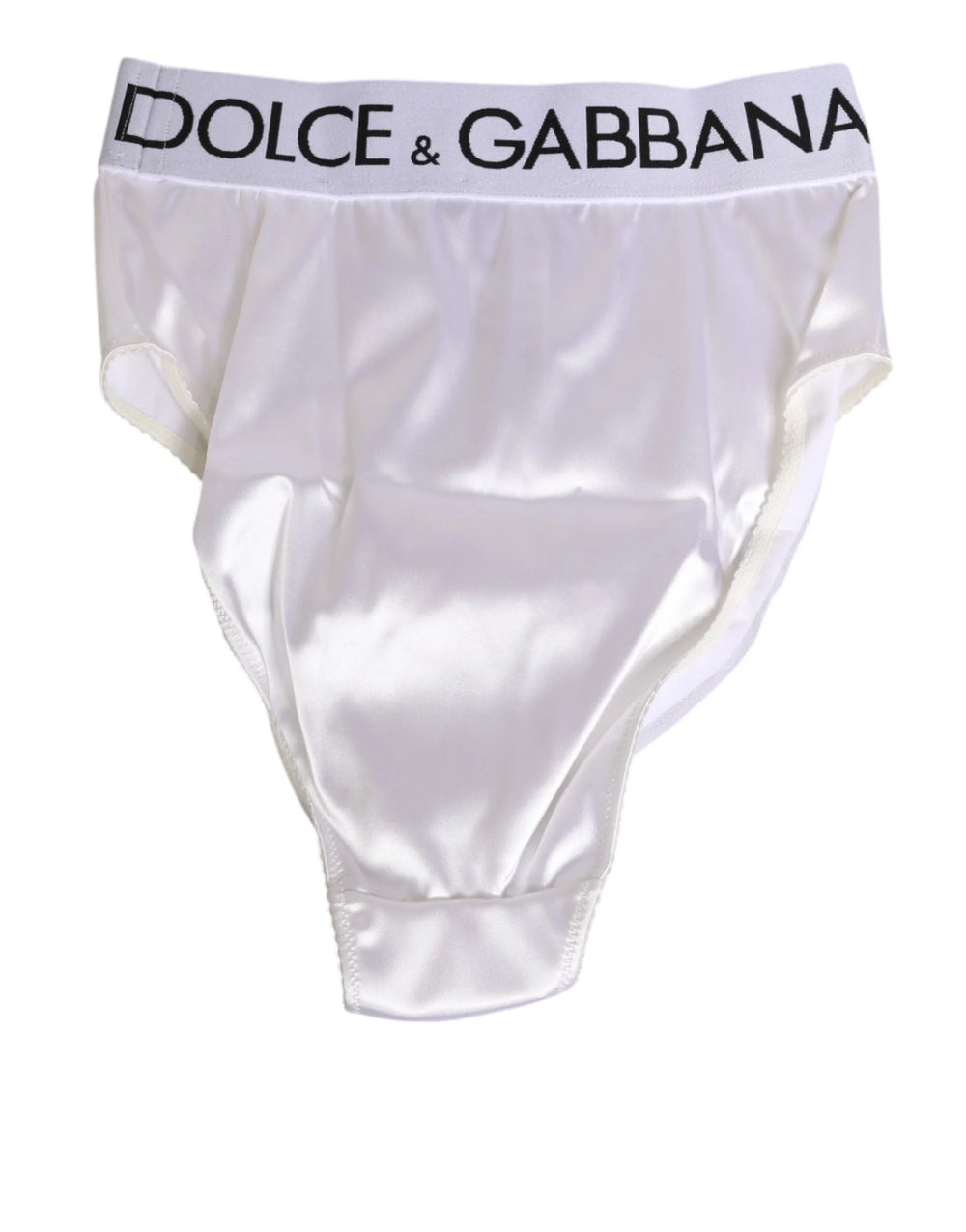 Dolce & Gabbana White Satin High-Waist Brief Logo Women Underwear - IT2 | S - Briefs