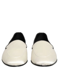 Dolce & Gabbana White Satin Logo Slip On Flats Loafers Shoes - EU41/US8