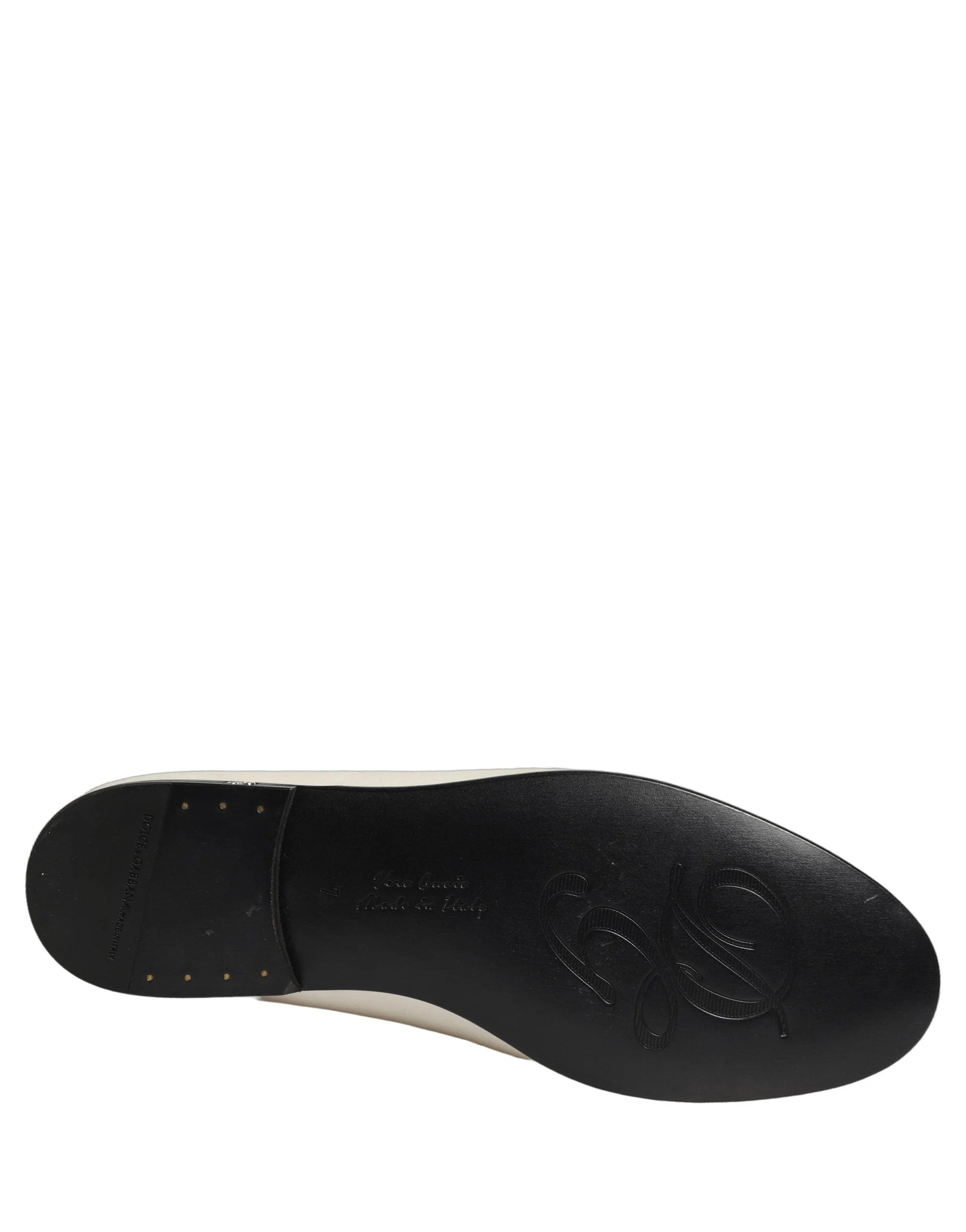 Dolce & Gabbana White Satin Logo Slip On Flats Loafers Shoes - EU41/US8