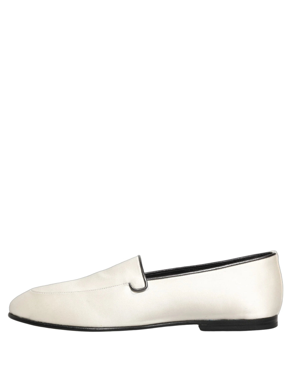 Dolce & Gabbana White Satin Logo Slip On Flats Loafers Shoes - EU41/US8