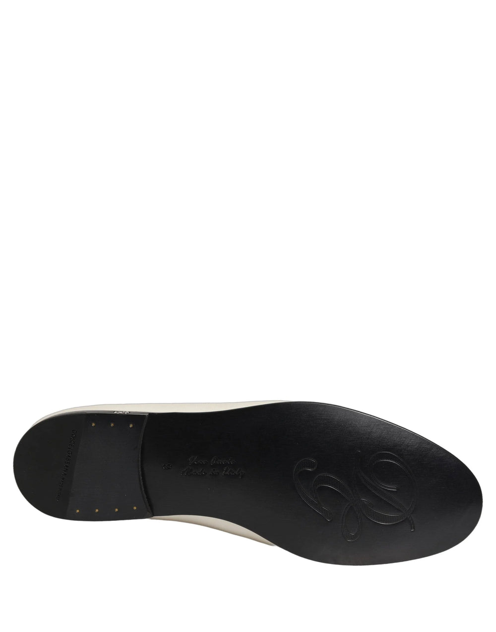 Dolce & Gabbana White Satin Logo Slip On Flats Loafers Shoes - EU43/US10
