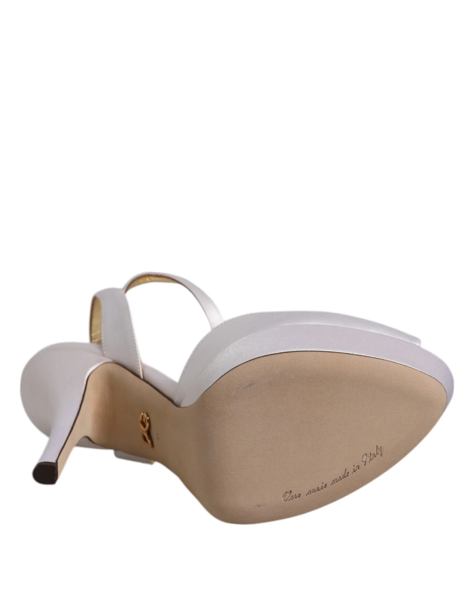 Dolce & Gabbana White Satin Platform Heels Sandals Shoes - Sandals