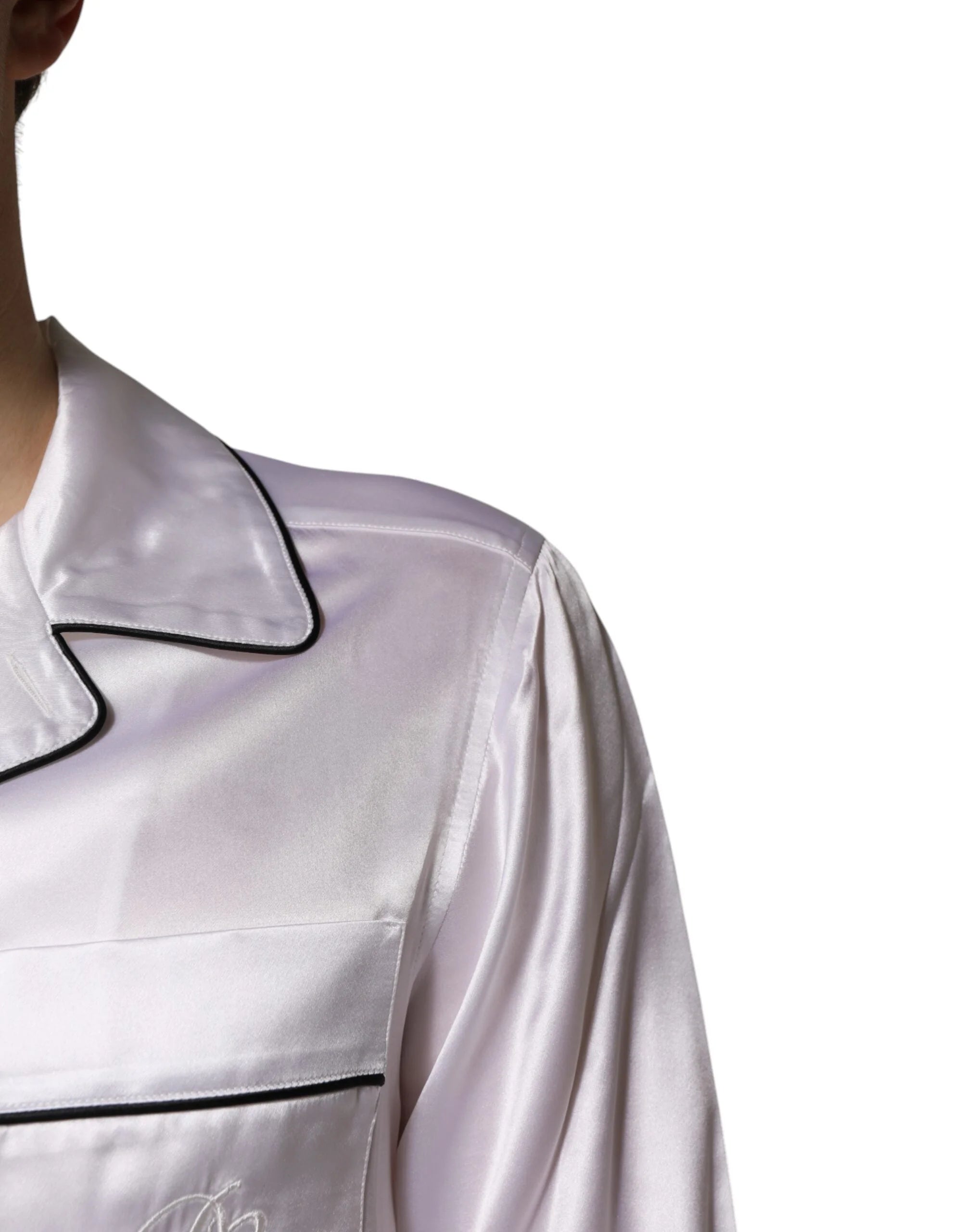 Dolce & Gabbana White Satin Silk Men Pajama Set Sleepwear - IT38 | XS - Pajamas