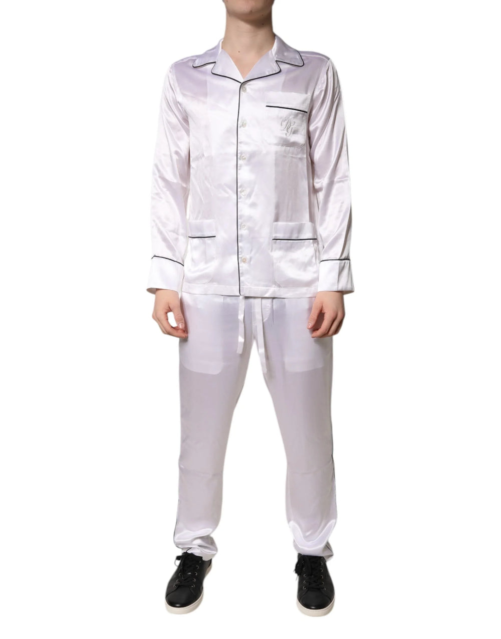 Dolce & Gabbana White Satin Silk Men Pajama Set Sleepwear - IT38 | XS - Pajamas