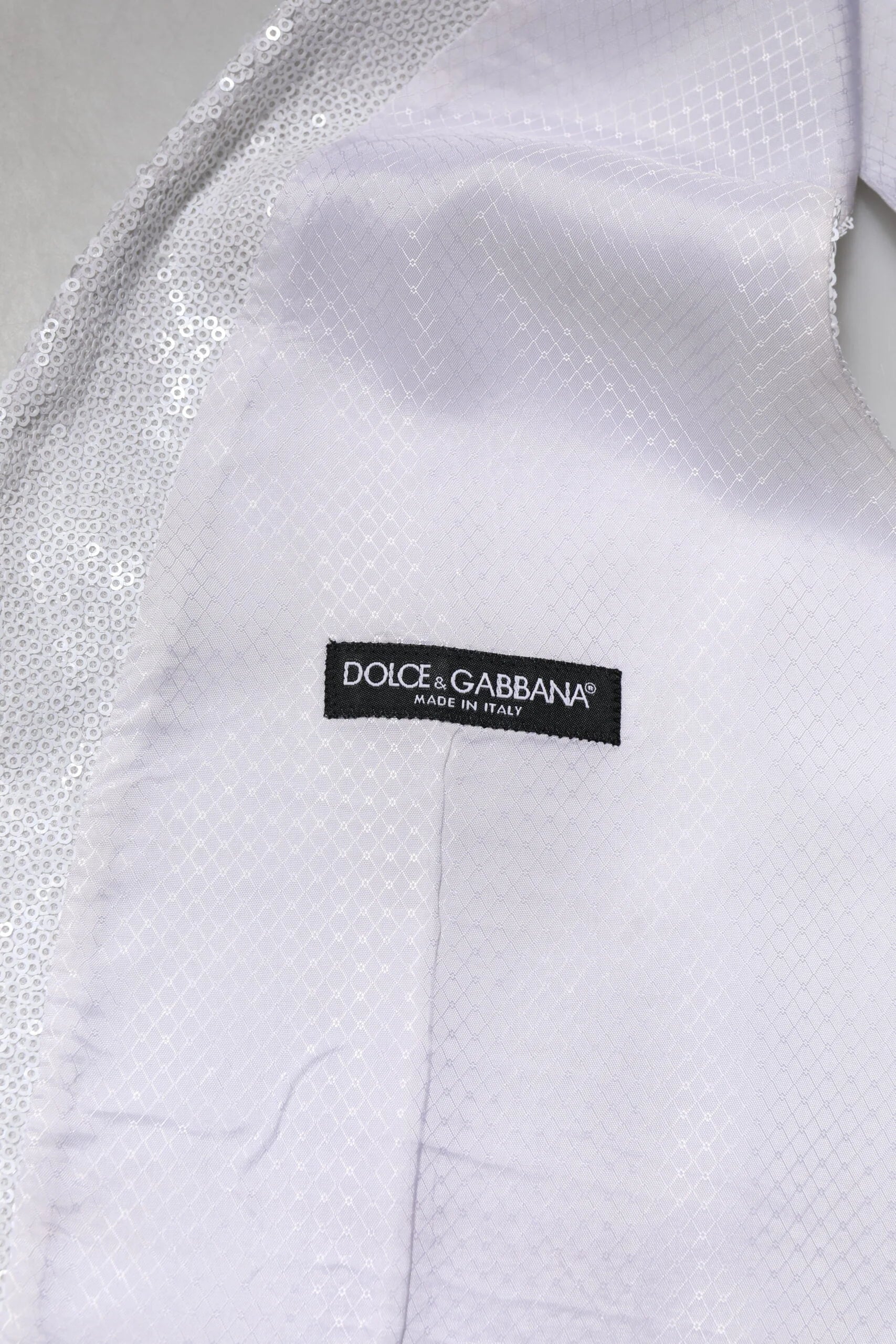 Dolce & Gabbana White Sequined Dress Formal Waistcoat Vest - IT48 | M - Vests