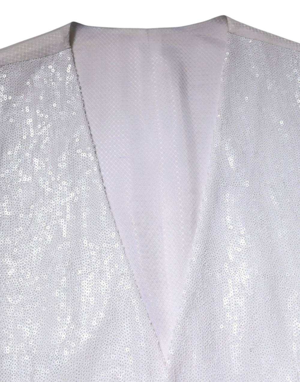 Dolce & Gabbana White Sequined Dress Formal Waistcoat Vest - IT48 | M - Vests