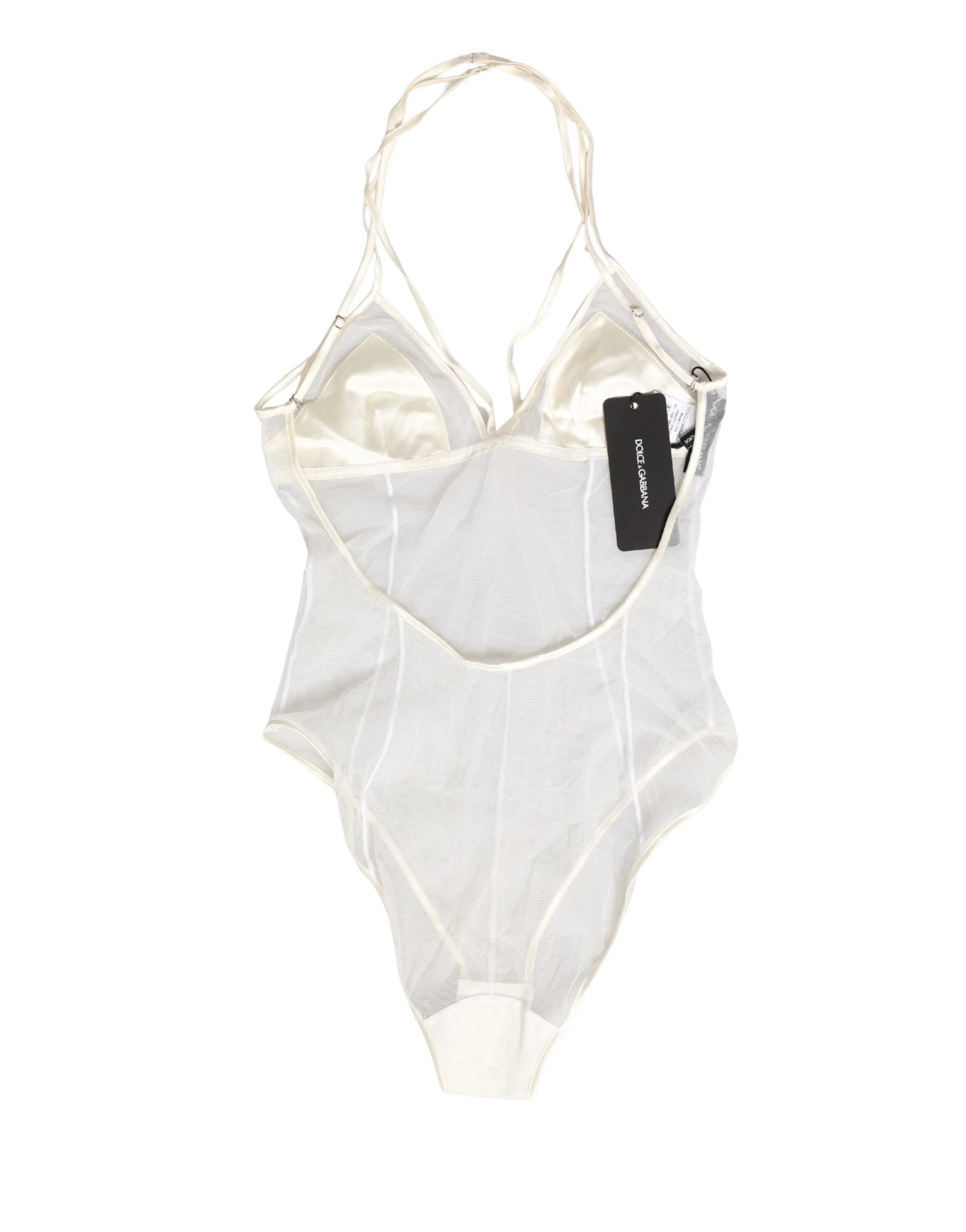 Dolce & Gabbana Weißes Transparentes Nylon Body Unterwäsche mit Halstuch - IT2 | S